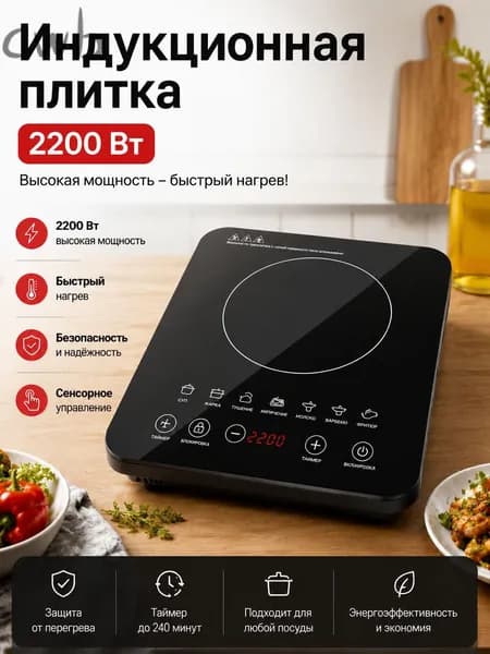 Электрическая настольная плита DCL001777, черный матовый