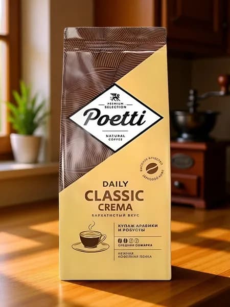 Poetti Кофе в зернах Classic Crema, 250 г