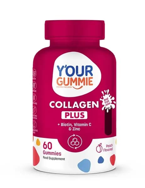 Коллаген жевательный для кожи волос и ногтей YOUR GUMMIE Collagen Plus, витамины для женщин с биотином, витамином C и цинком, мармеладки gummies 60 шт.