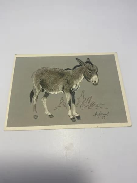 Открытка 1956г. Ослик.