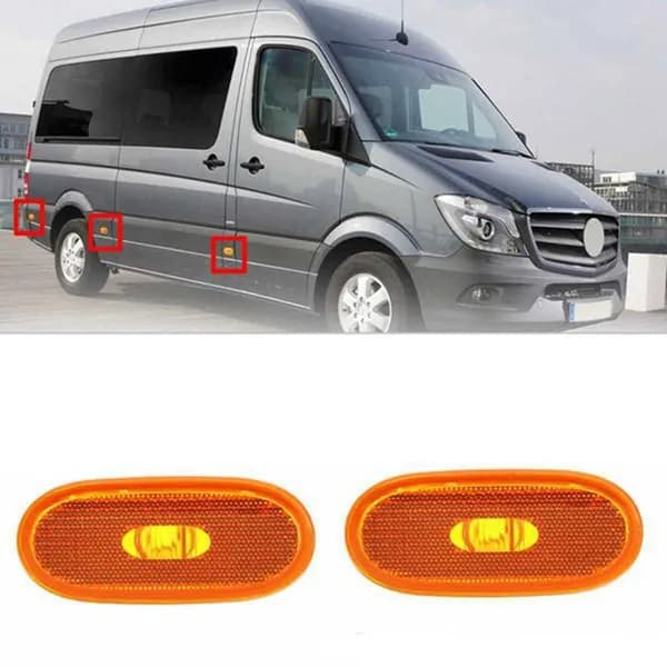 Набор из 2 корпусов боковых маркеров для Mercedes-Benz Sprinter W906 / A0038202956, жёлтый поликарбонат