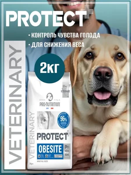Низкокалорийный сухой корм для собак Protect Obesite 2 кг