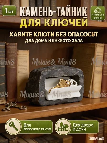 Ключница для запасного ключа под камень, тайник для улицы, крыльца, садовой дорожки, гаража, дачи и входной зоны