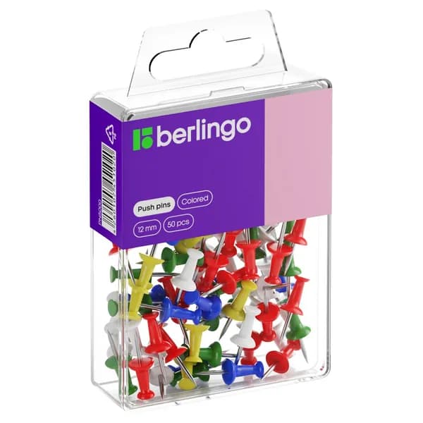Кнопки силовые Berlingo 50шт ассорти, пласт. упак., европодвес (PN5000)