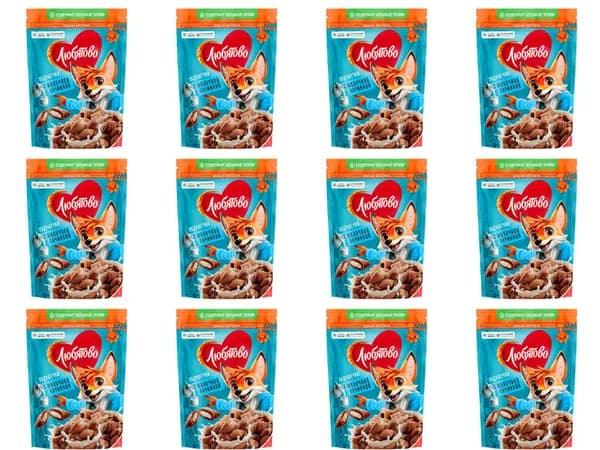Любятово Готовый завтрак Подушечки с молочной начинкой, 40гр, 12 уп
