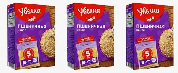 Крупа пшеничная Увелка в варочных пакетиках 80 г х, комплект: 3 упаковки по 400 г