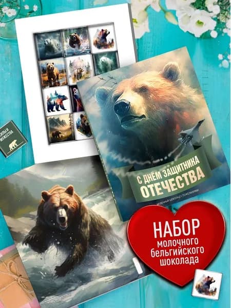 Подарочный набор "Русский медведь" корпоративный подарок на 23 февраля коллегам, сотрудникам, партнерам, мужу, мальчику, учителю