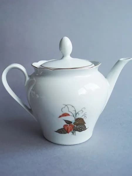Винтажный чайник "Бегония". Фарфор, Kahla. ГДР, 1970-1980 (Объем: 500 мл). Т2