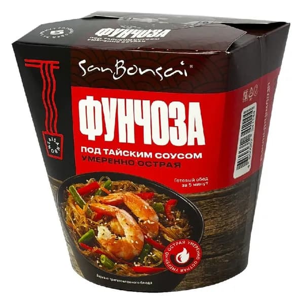 Вермишель SANBONSAI фунчоза под тайским соусом умеренно острая 120г