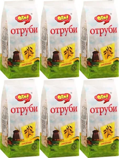 Отруби Ого! овсяные, комплект: 6 упаковок по 200 г