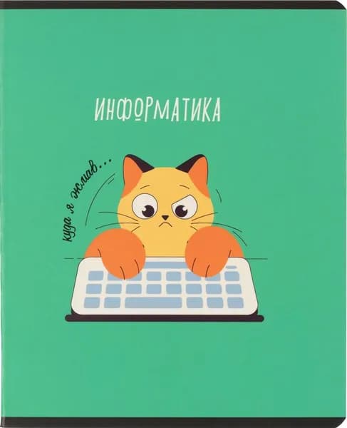 Тетрадь предметная по информатике Комус Класс Котики А5 48 листов в клетку, матовая ламинация, ВД-лак