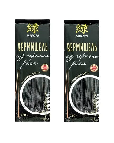 Рисовая вермишель черная Midori 2 шт. по 250 г, Китай