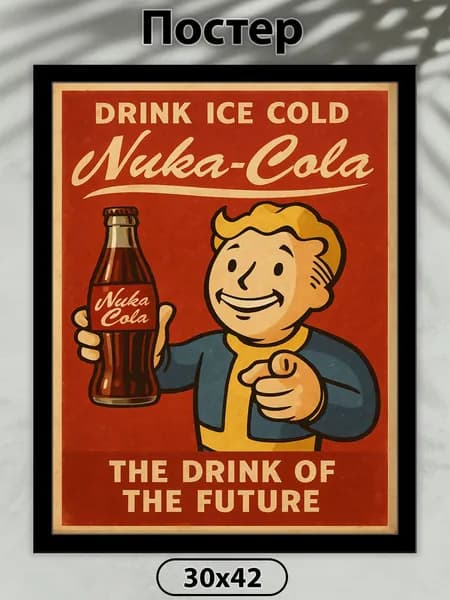 Постер на стену. Fallout Nuke Cola 42х30 см, плакат интерьерный.