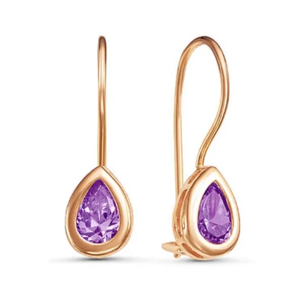 Серьги детские с фианитом из золота