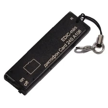 Диктофон Edic-mini Card24S A106 Автономность до 75 часов