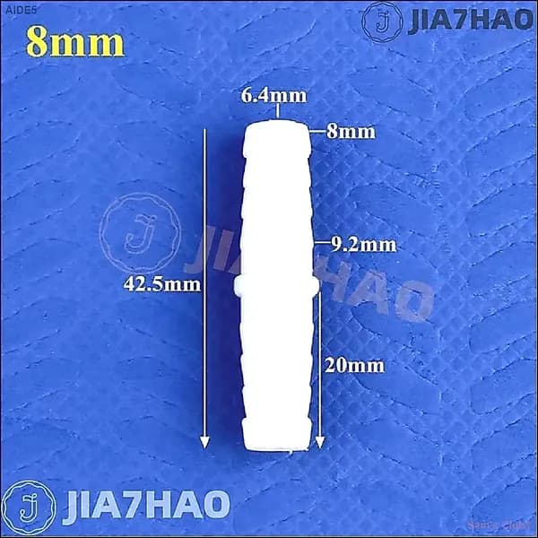 Соединитель для шланга "ёлочка" 8 мм, белый пластиковый, 5 штук, надежное соединение для систем полива.