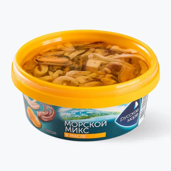Коктейль из морепродуктов в масле Морской микс 300 г, Русское море