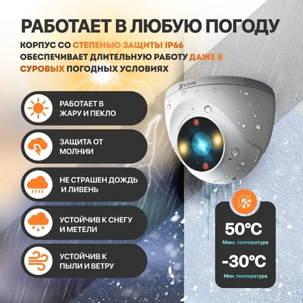 Камера WiFi 3 Мп EZVIZ H4 для подъезда, улицы, склада, дачи