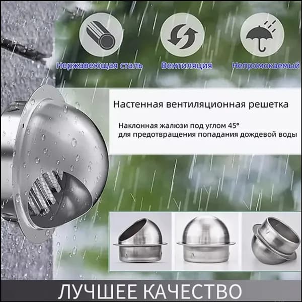 Выход из нержавейки 304 с сеткой и решёткой, диаметр 100 мм, качественный