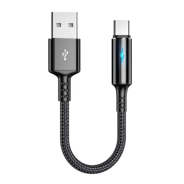 Компактный кабель USB C-A для зарядки и передачи данных, 2,4 А, шнур зарядного устройства, короткий 25 см, материал из нейлона алюминиевого сплава