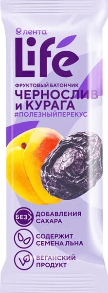 Батончик фруктовый ЛЕНТА LIFE Чернослив и курага, 33г