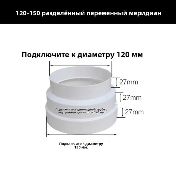 Редуктор дымовой трубы обратного клапана вытяжки