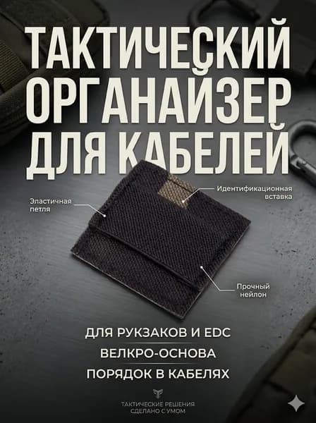 Тактический патч-органайзер для фиксации кабелей и снаряжения