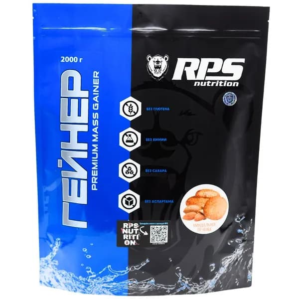 Гейнер для набора веса, массы RPS Nutrition Premium Mass Gainer, 2000 г, миндальное печенье