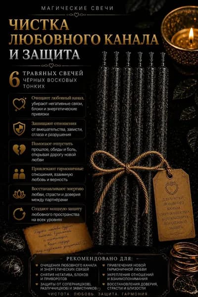 Программные магические свечи Чистка любовного канала, черные свечи