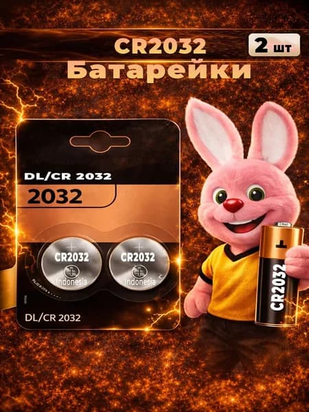 Батарейка CR2032, Li (литиевый) тип, 250 мА•ч, 2 шт