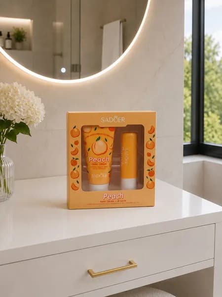 Набор крем для рук и бальзам для губ с экстрактом персика Sadoer Peach Hand Cream & Lip Balm