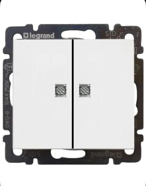 Двухклавишный выключатель Legrand, Valena с подсветкой белый 774428