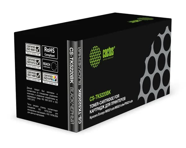 Картридж лазерный Cactus CS-TK5220BK (TK-5220K/1T02R90NL1), черный, 1200 страниц, совместимый, для Kyocera Ecosys M5521cdn/M5521cdw/P5021cdn/P5021cdw