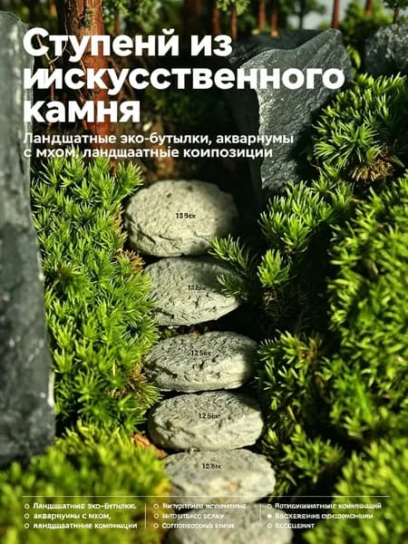 Миниатюрный сад в вазе, флорариум с суккулентами, настольная композиция, хэнд-мейд.