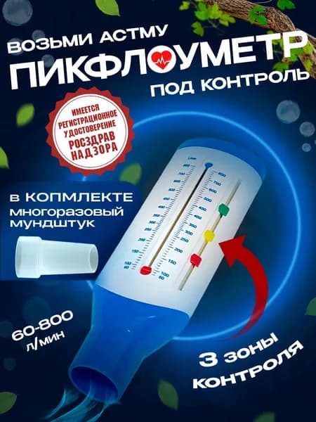 Пикфлоуметр медицинский Easy Breath 800 взрослый от 12 лет /контроль астмы/пиковая скорость выдоха