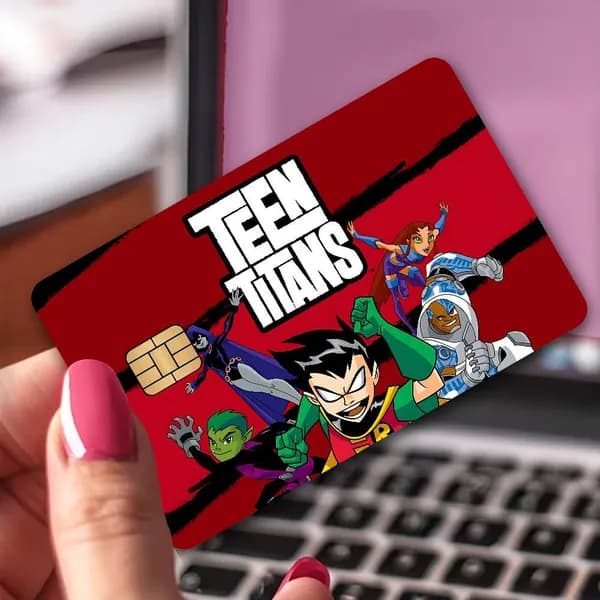 Teen Titans Go Мультфильм Наклейка на банковскую карту, глянцевая противоцарапинная стильная