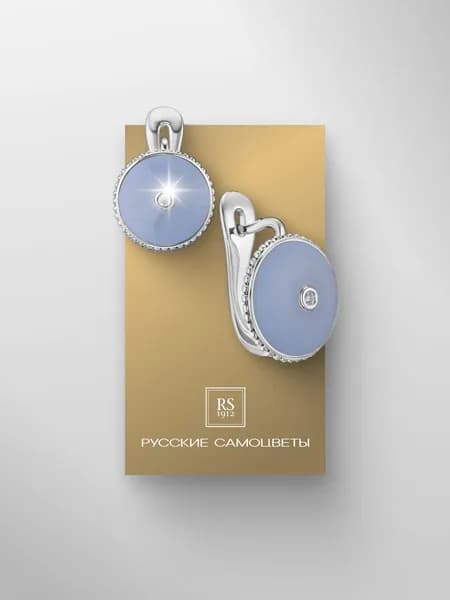 Серьги из серебра с бриллиантами и эмалью