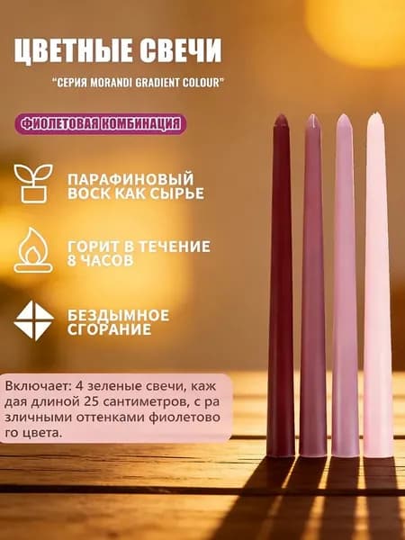 Свеча 25 см х 2.5 см 4 шт