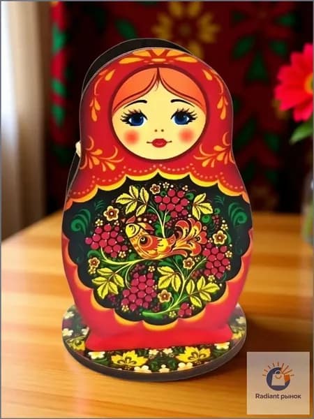 Подставка деревянная для зубочисток "Матрешка" 8 см.