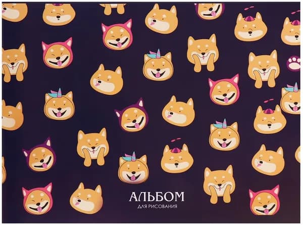 Альбом детский для рисования "Весёлые корги" на скрепке, формат А4, 20 листов, обложка мелованный картон, плотность блока 100 г/м 2. Товар уцененный