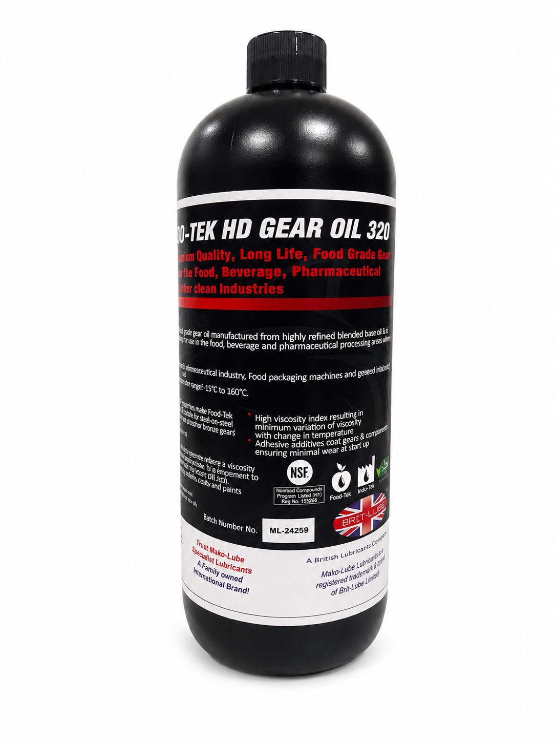 FOOD-TEK HD GEAR OIL 320 (бутыль 1 л) Редукторное синтетическое масло для повышенных нагрузок (Mako-Lube)