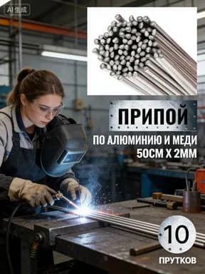 Припой для пайки алюминия с флюсом 10 прутков (50см*2мм)