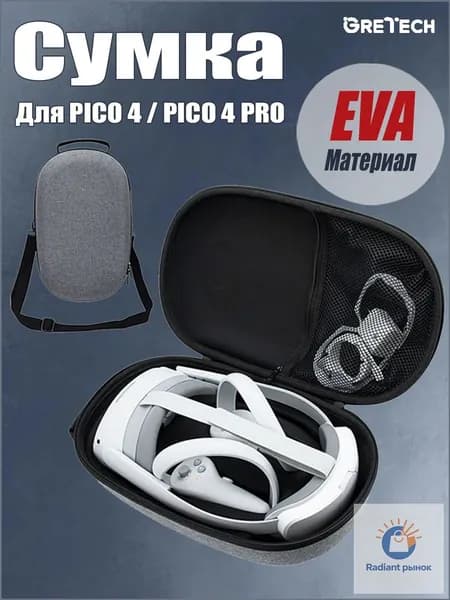 Сумка - кейс для шлема виртуальной реальности PICO 4 / PICO4 PRO, Материал EVA