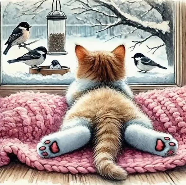 Алмазная Мозаика "Котенок" 30х30 Алмазная Вышивка / Картина Стразами, Полная Выкладка