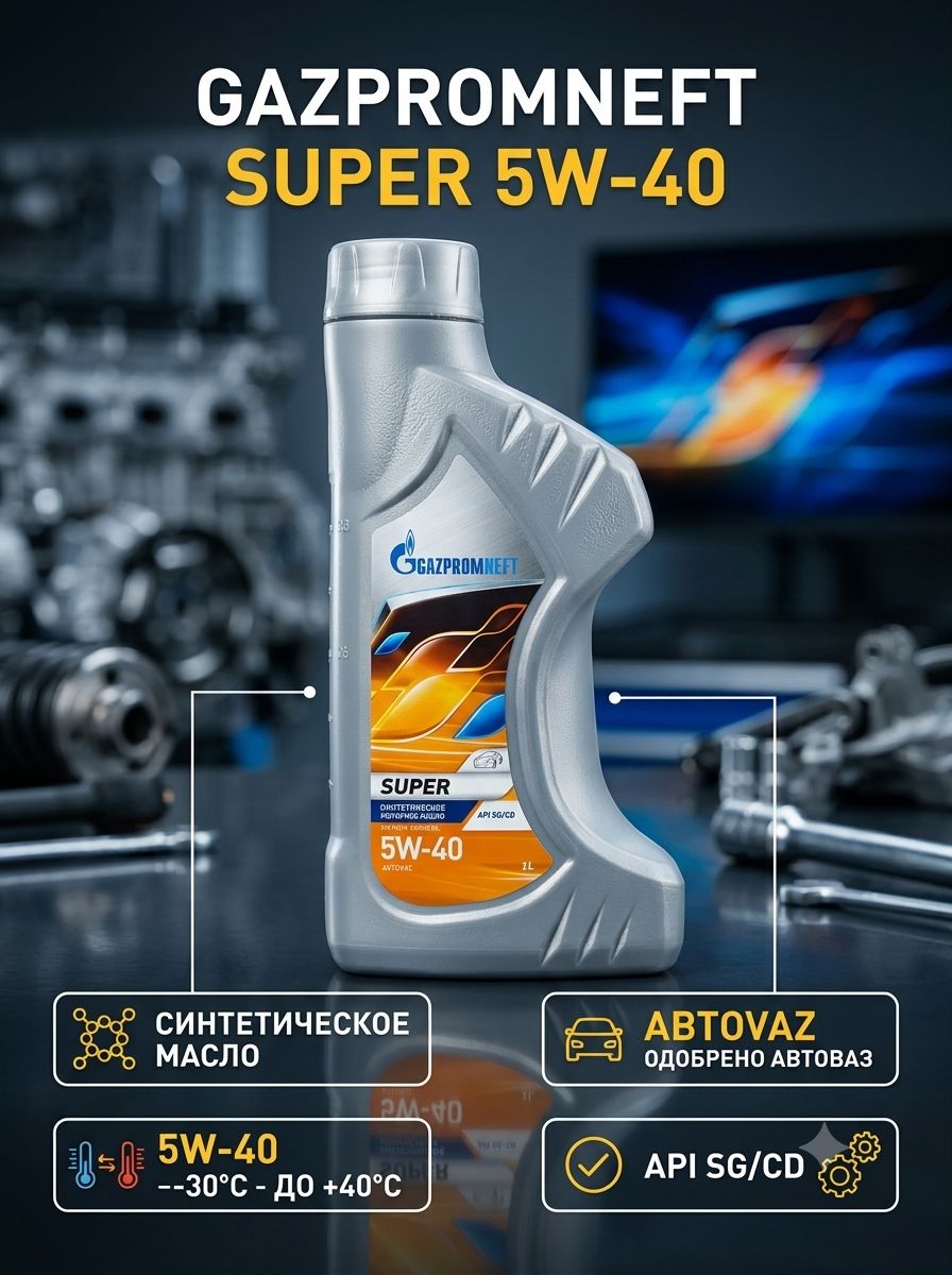 Gazpromneft масло газпром 5W-40 Масло моторное, Синтетическое, 1 л