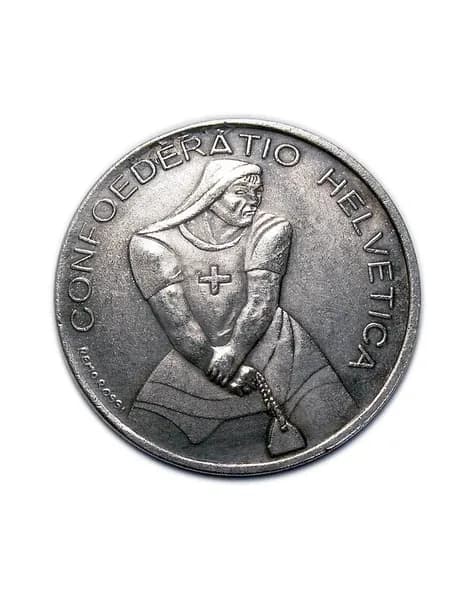 Швейцарские 5 франков 1939 года 600 лет Битве при Лаупене