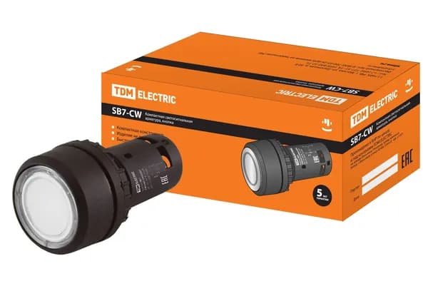 Кнопка SB7-CW3161-24V(LED) d22мм 1з белая TDM (SQ0746-0024)