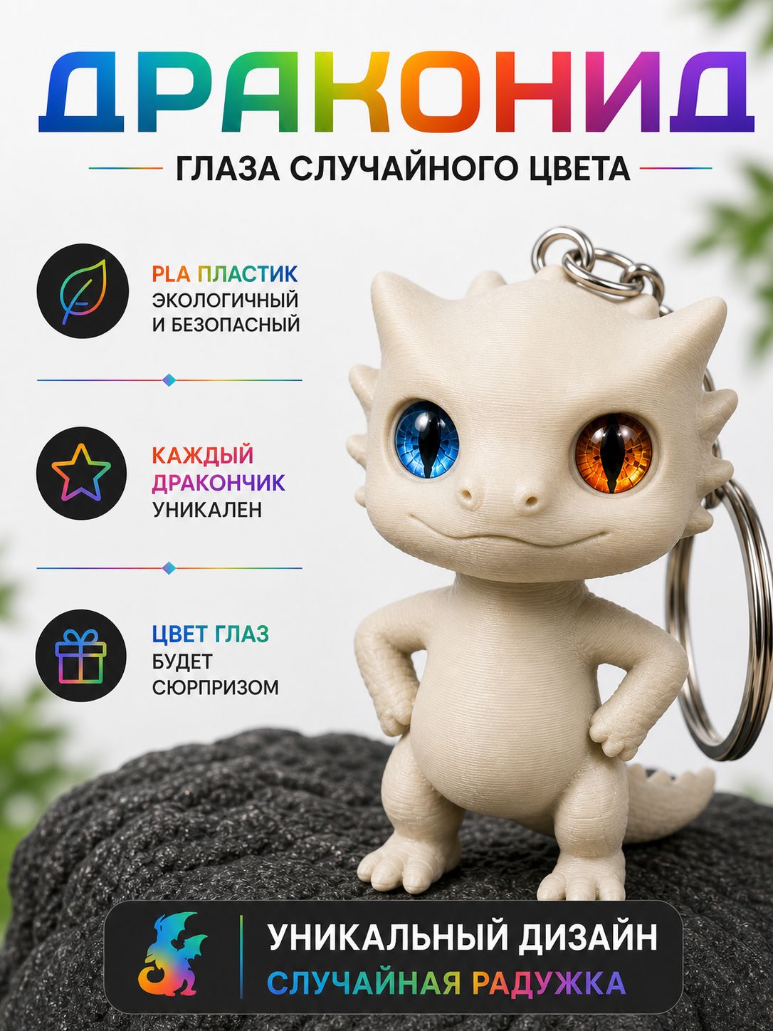 Брелок Дракон Драконид Фигурка 3D-печать PLA пластик