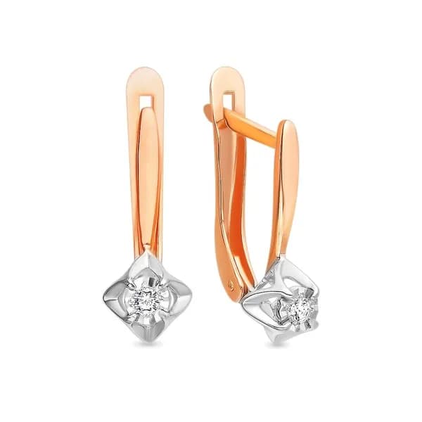 Серьги женские с бриллиантами из красного золота 585 пробы 585GOLD