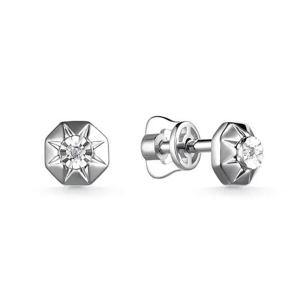 Серебряные серьги DIAMANT-ONLINE с бриллиантом 925 пробы